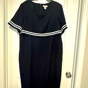 WOMEN’S PLUS size 20 dress, navy blue with white stripes. 76% rayon 24% poly
